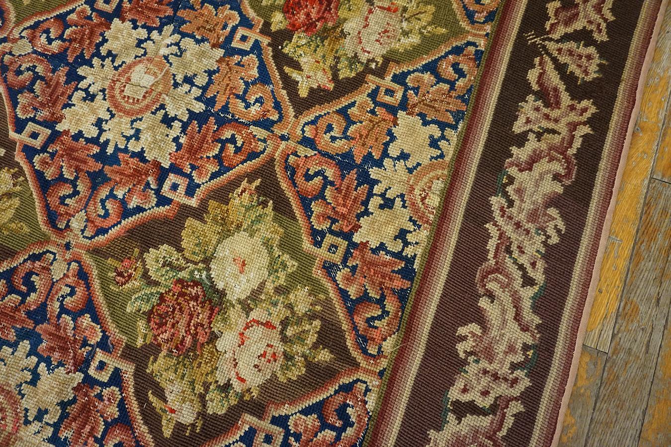 Wool 19th Century English Needlepoint Carpet ( 7'6