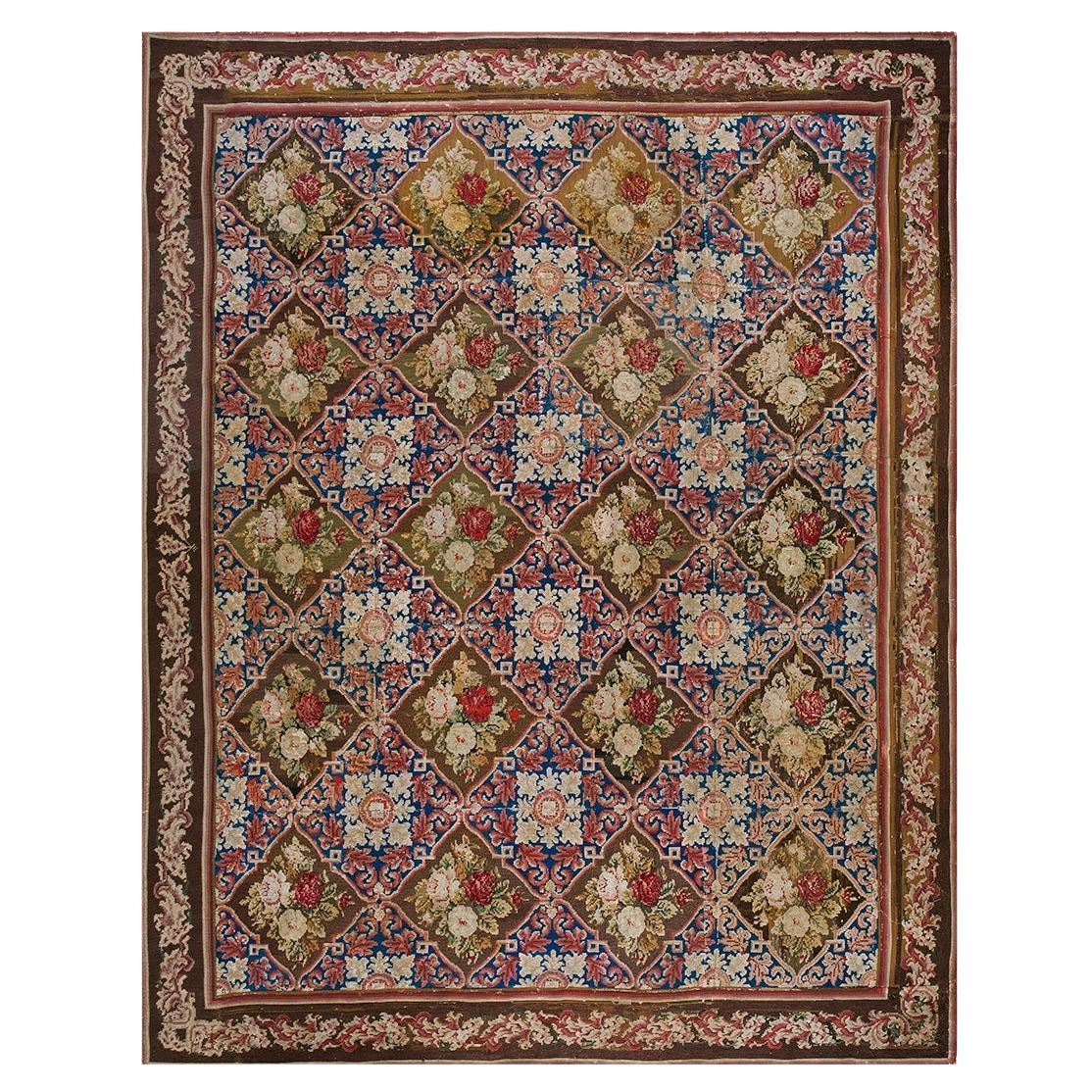 19th Century English Needlepoint Carpet ( 7'6" x 9'3" - 230 x 282 ) For Sale