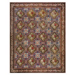 Alfombra inglesa de punto de aguja del siglo XIX ( 7'6" x 9'3" - 230 x 282 )