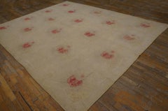 1920s Ivory 4Star Antique English Needlepoint Carpet 8'2" x 10'3" Weave Wool Rug