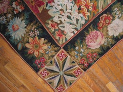 Fabulous Olive and Bronze Color with Florid Design Needlepoint Rug