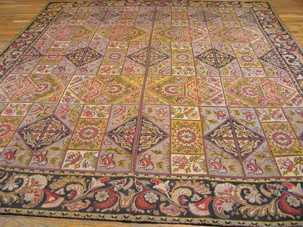 Antique European needlepoint rug, size: 9'6