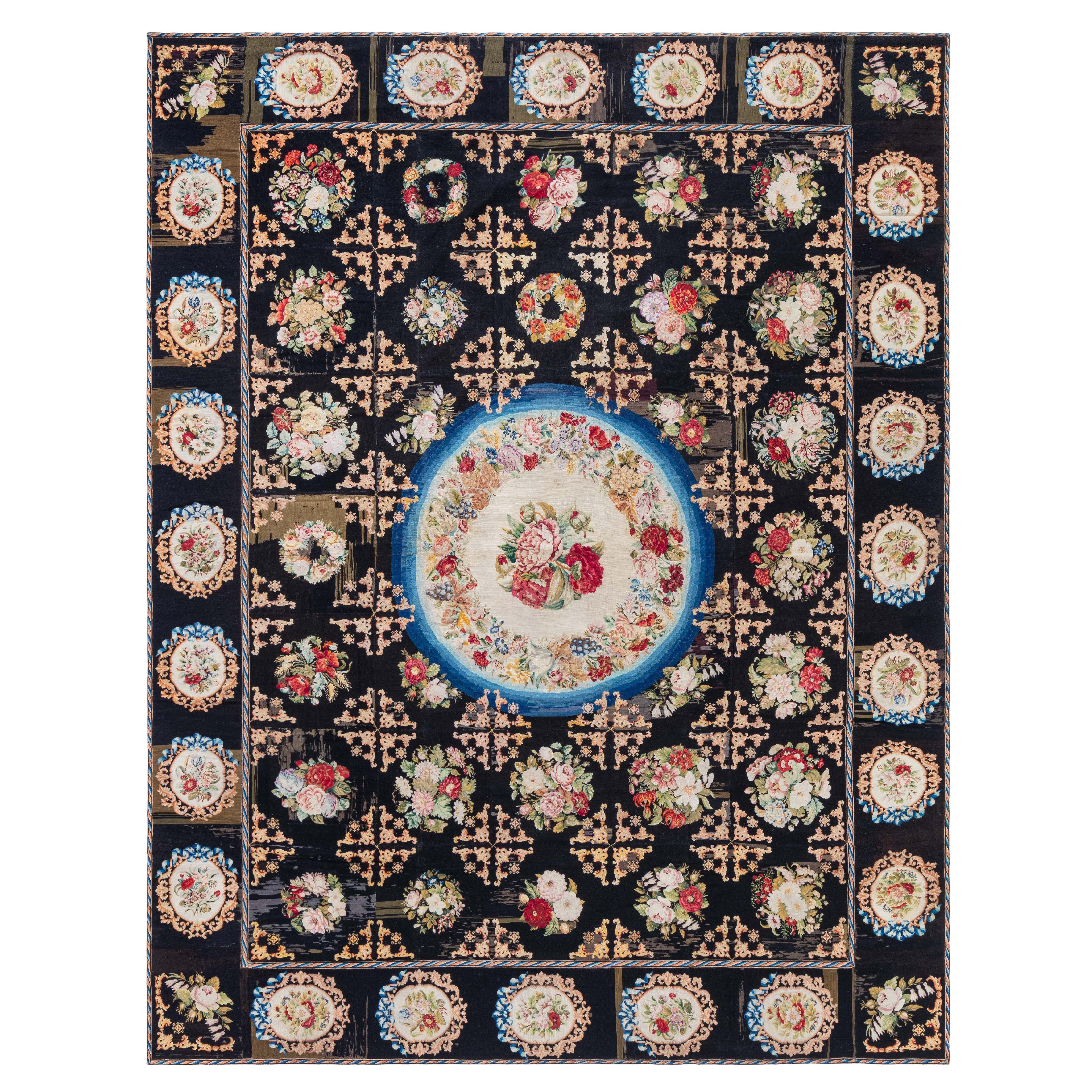 Antique European Needlepoint Rug Doris Leslie Blau