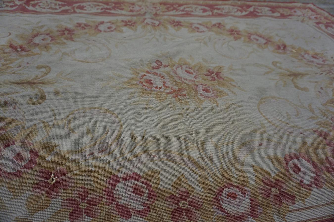 Wool Antique European Needlepoint Rug For Sale