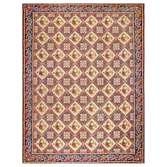 Alfombra europea antigua de punto de aguja 12'8" x 14'0