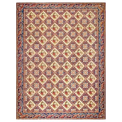 Antique European Needlepoint Rug 12'8" x 14'0" (tapis européen à point de croix)