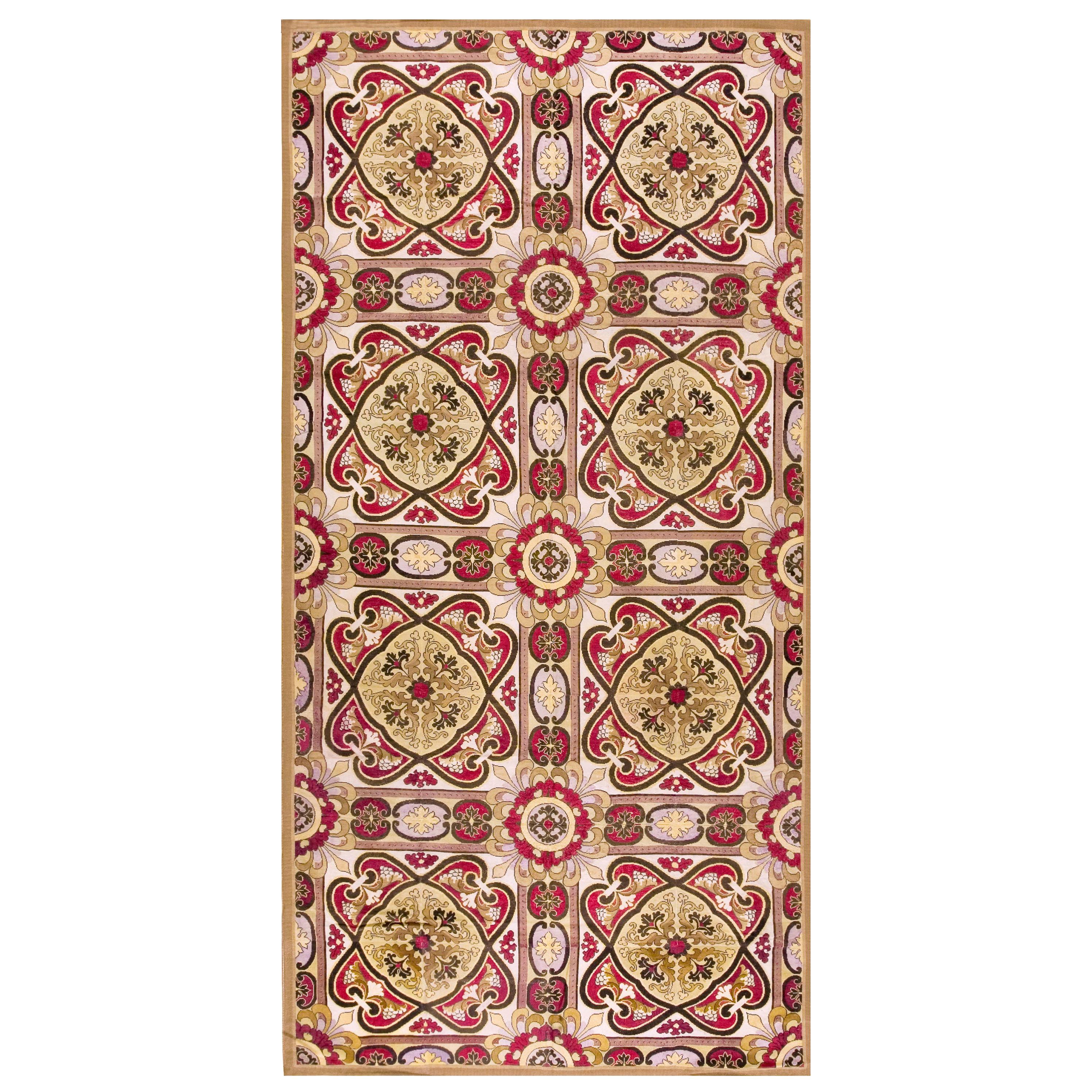 19th Century English Needlepoint Carpet ( 6'4" x 13'6" - 193 x 412 ) For Sale