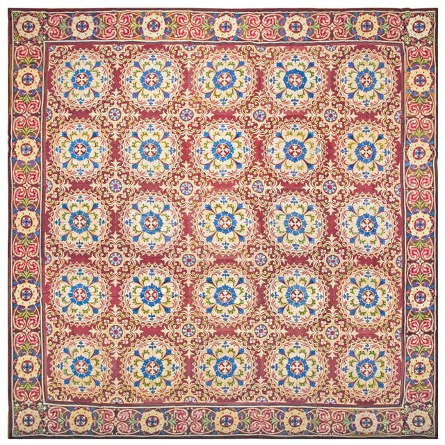 Beautiful Antique Bird Design Spanish Area Rug 11' x 12'10