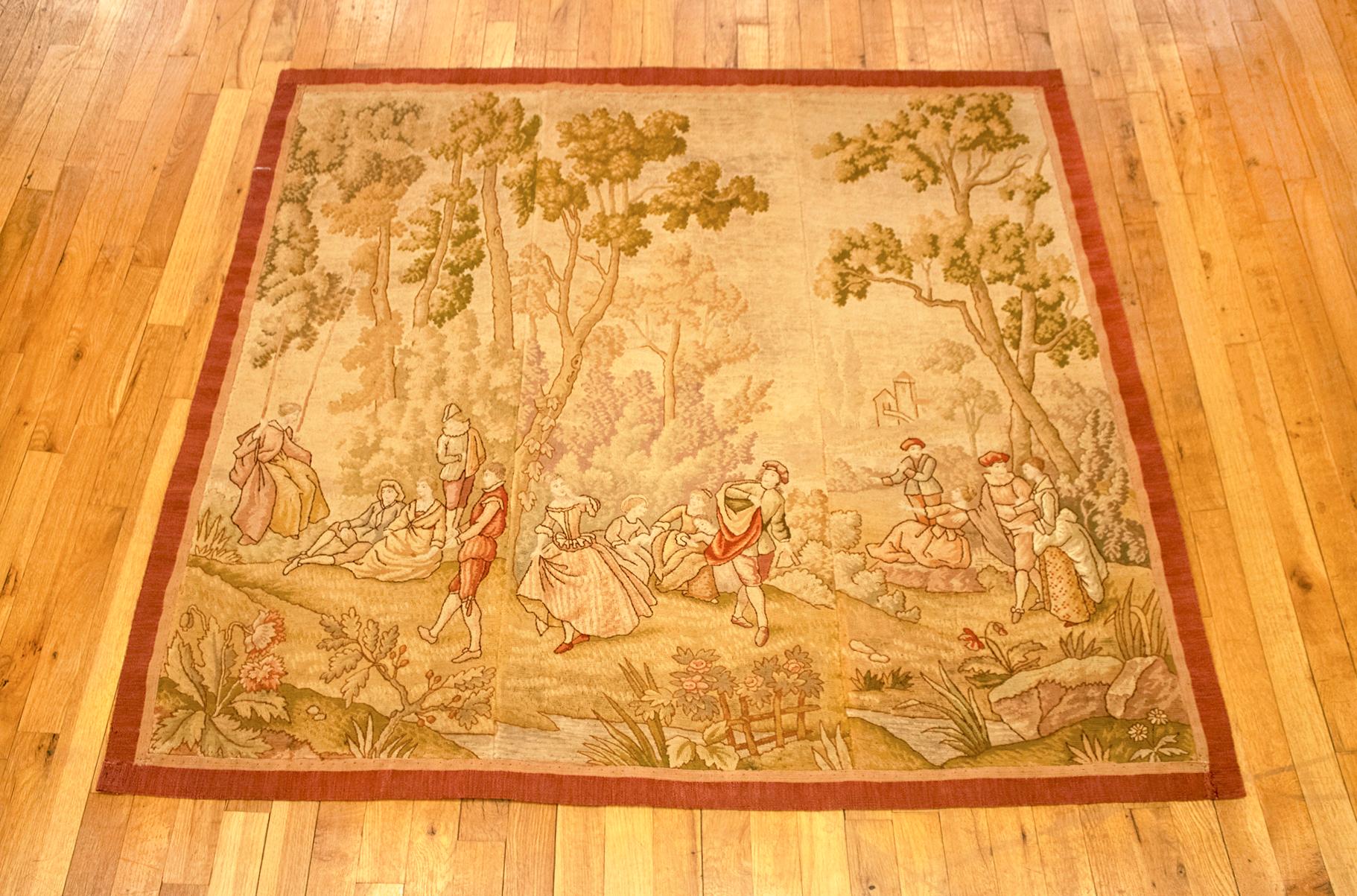 Antique European Needlepoint Tapestry Panels with Courtiers Reveling, circa 1900

An interconnected set of three European Needlepoint Tapestry Panels, antique, circa 1900, size 4'5