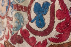 Antique European Needlepoint Victorian Carpet, 1870s, Red Green and Blue Tones