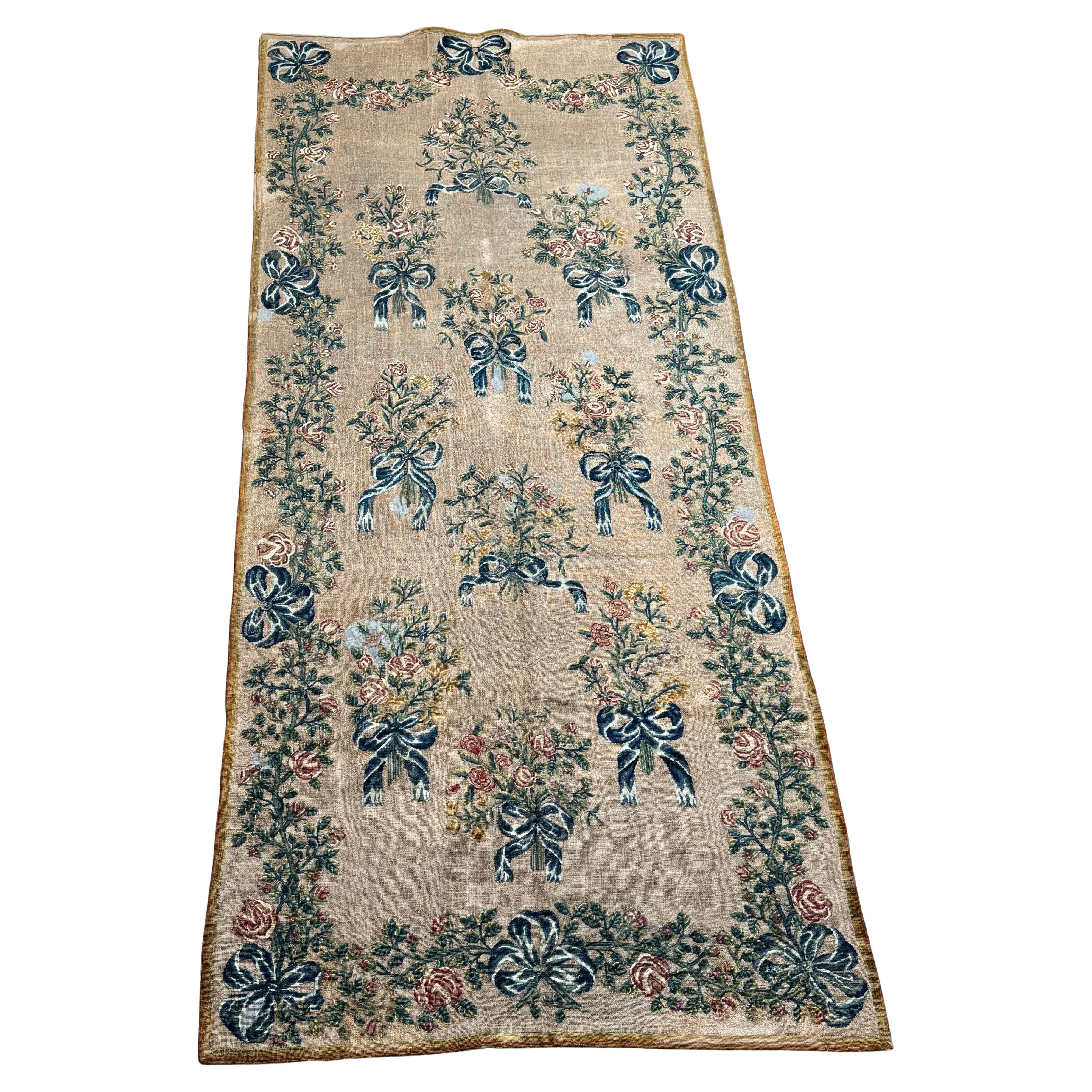 Antique European Needlework Tapestry Runner For Sale