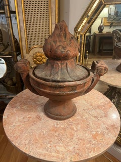 Antique European Neoclassical Twin Handled Terracotta Garden Urn