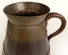 Antique European Oak and Copper Handled Peet Bucket