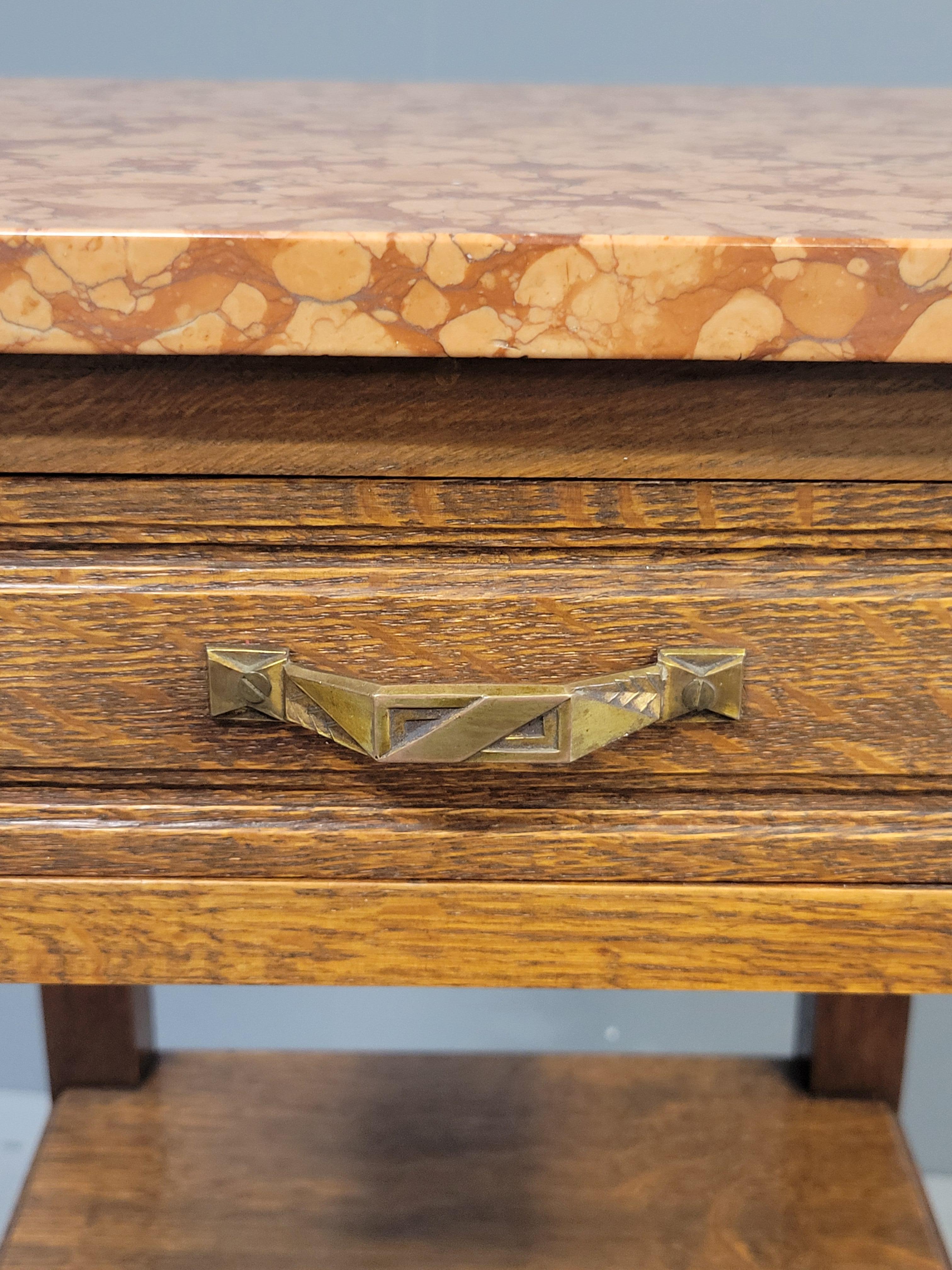 Antique European Oak and Italian Marble Pot Cupboards Nightstands - a Pair 6