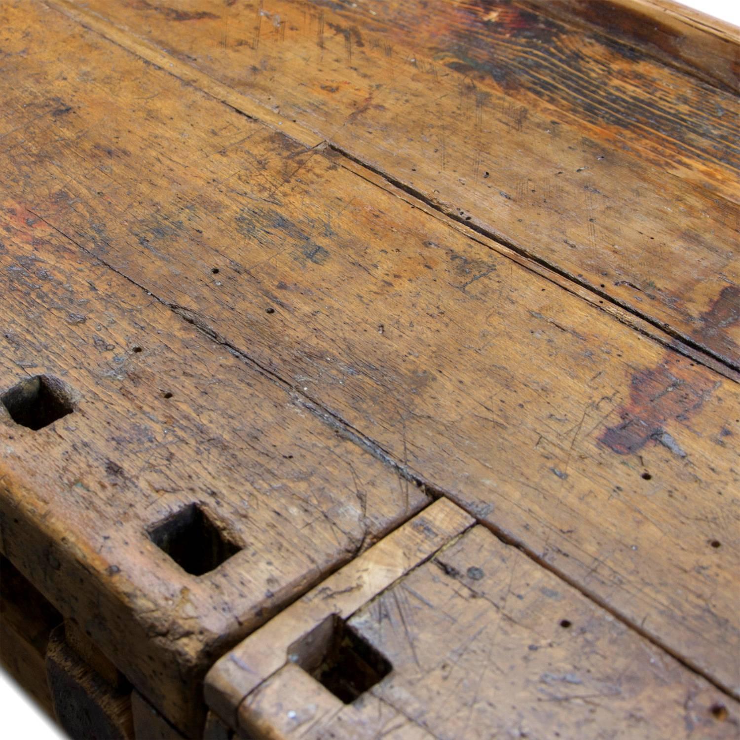 Antique European Oak Carpenters' Workbench, 1920s 1