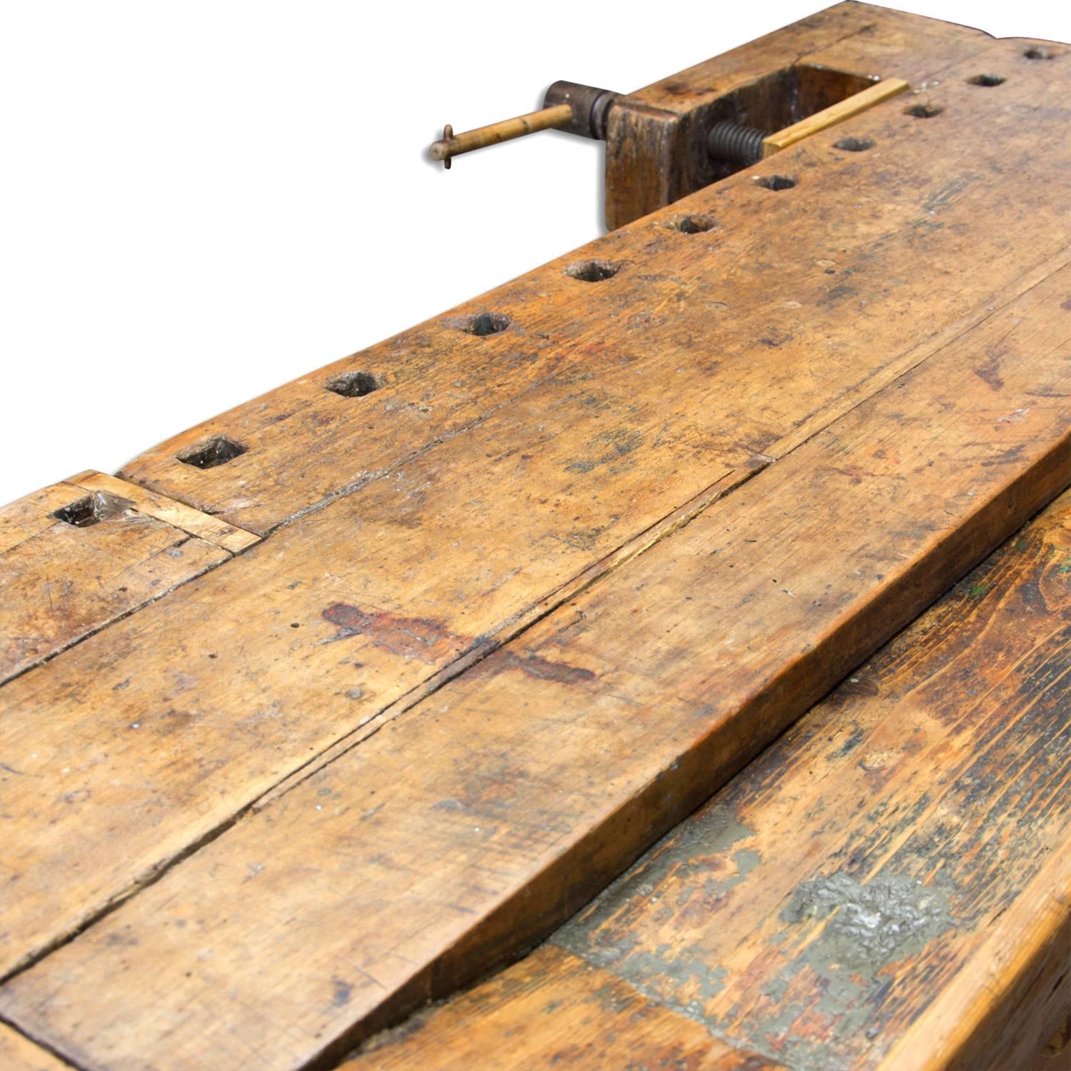 Antique European Oak Carpenters' Workbench, 1920s 2