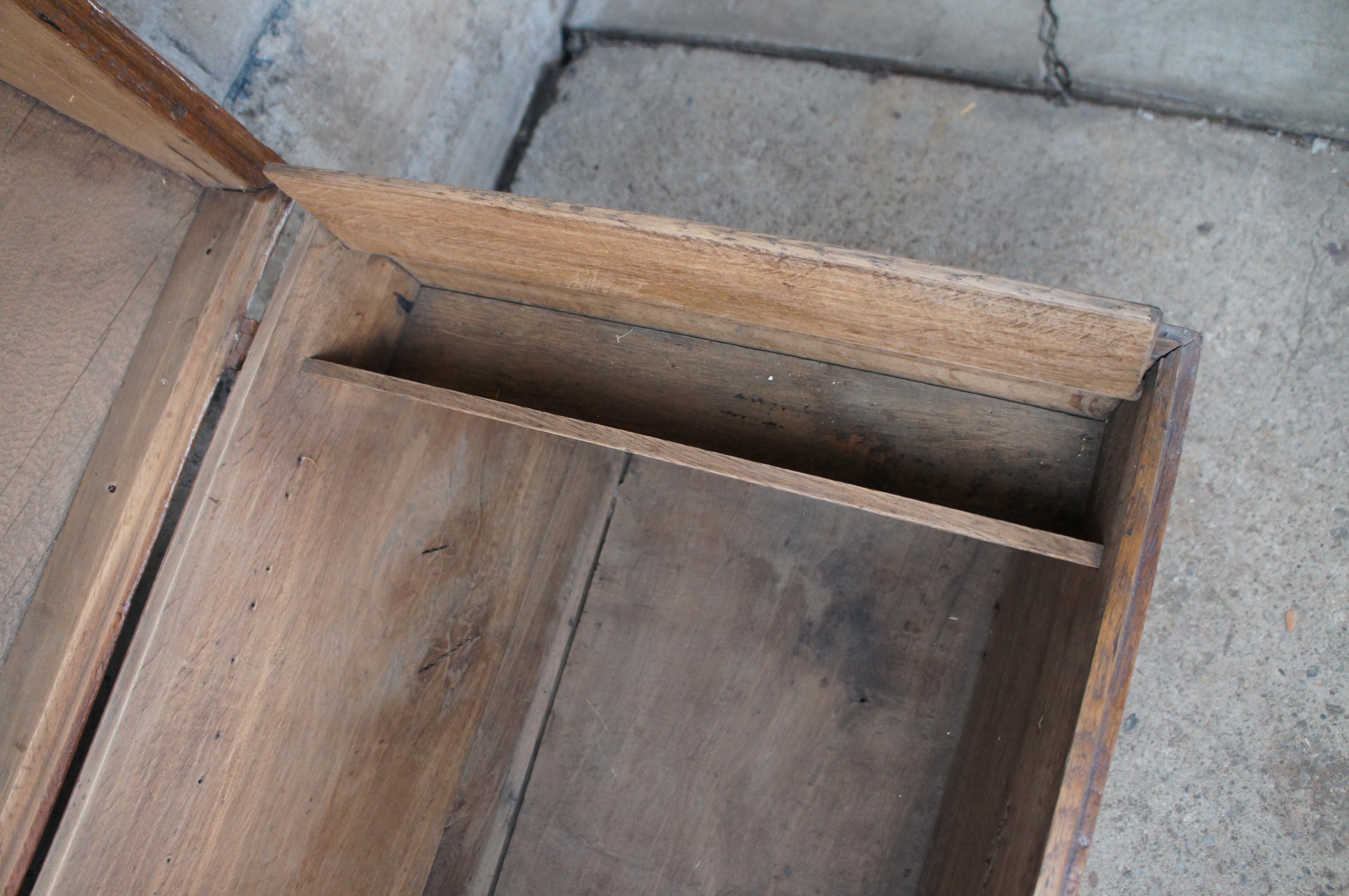 Antique European Oak Dome Top Blanket Storage Sea Chest Immigrants Trunk 50