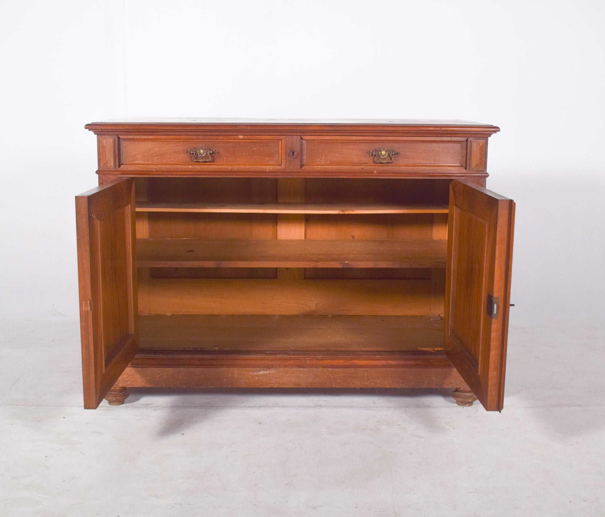 Antique European Oak Sideboard with Padded Doors For Sale 4