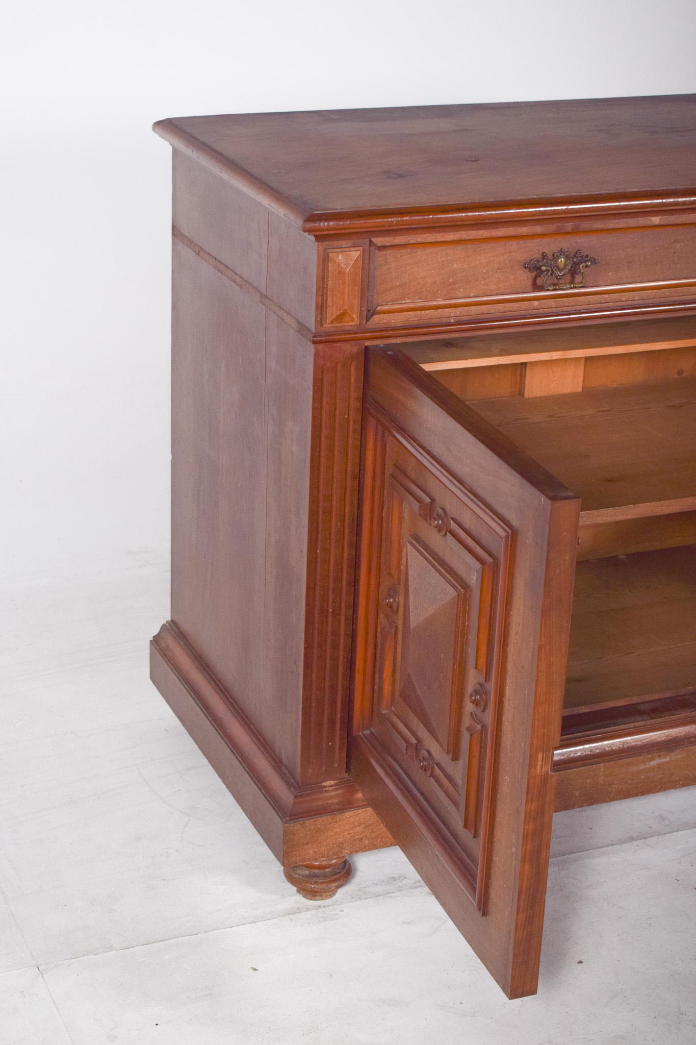 Antique European Oak Sideboard with Padded Doors For Sale 5