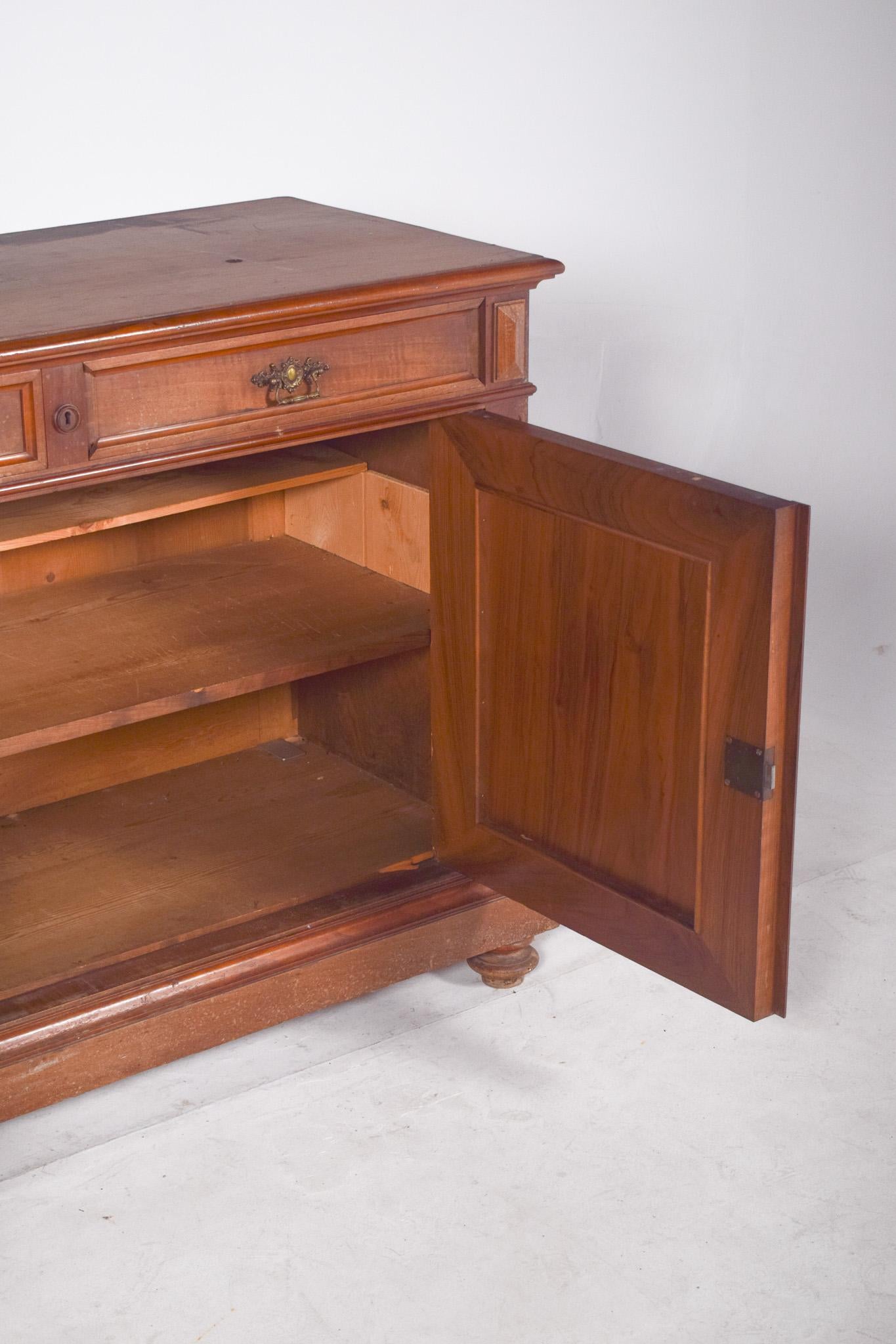 Antique European Oak Sideboard with Padded Doors For Sale 3