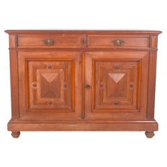 Antique European Oak Sideboard with Padded Doors