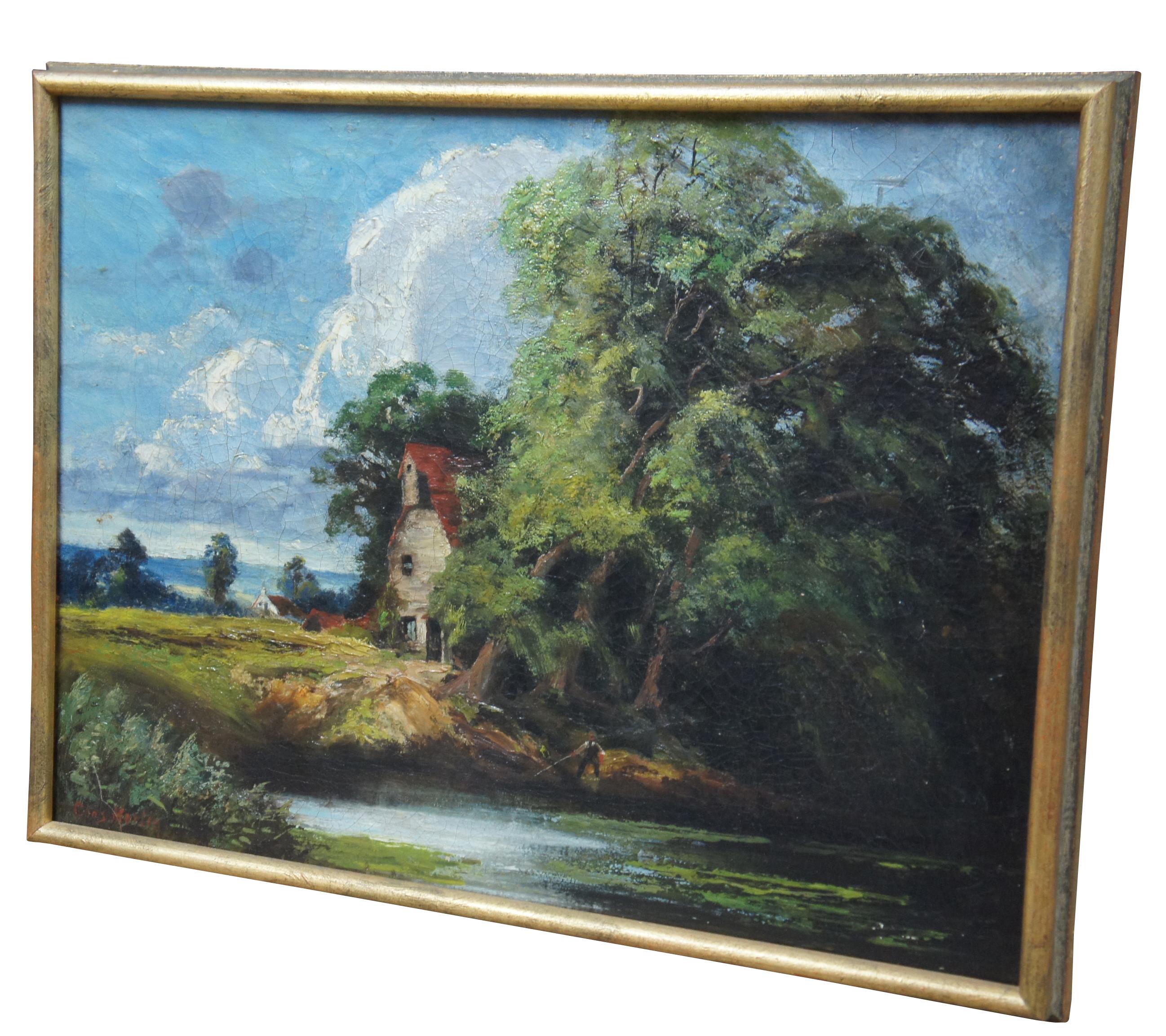 Peinture à l'huile sur toile du XIXe siècle attribuée à Charles 