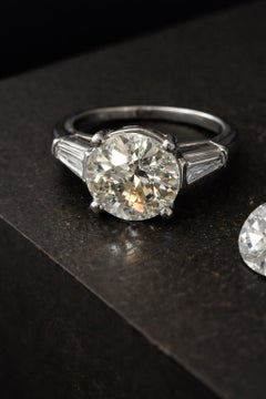 Antique European Old Cut Diamond Ring 2.86 ct Platinum Art Deco 1920s MXHM