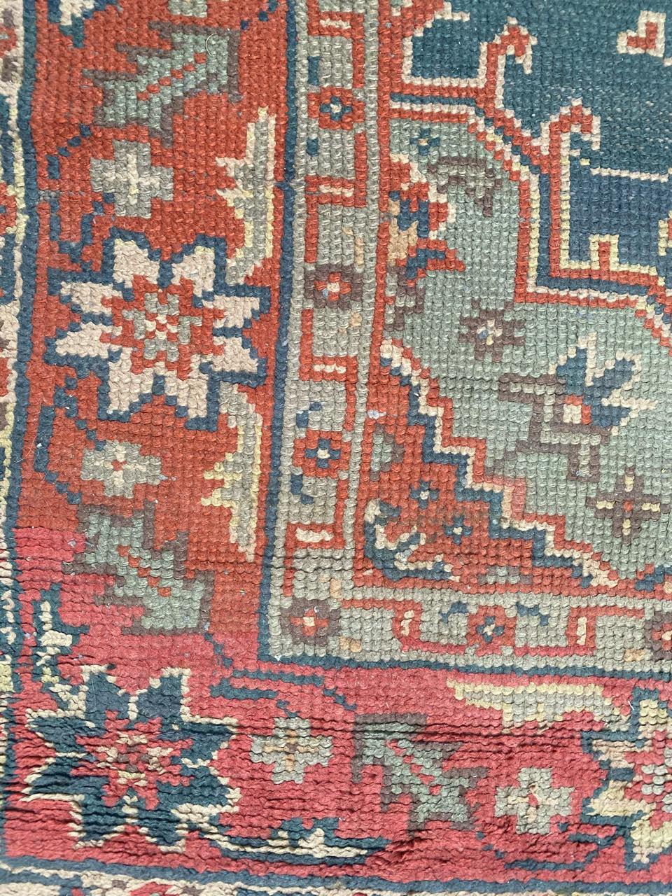 Belgian Antique European Oushak Hand Knotted Rug For Sale