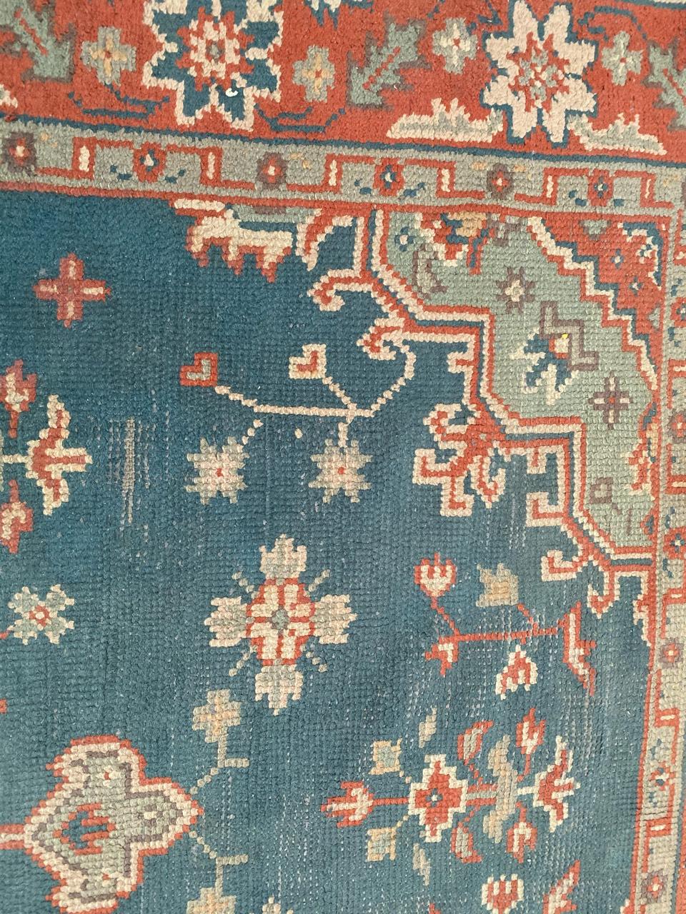 Antique European Oushak Hand Knotted Rug In Fair Condition For Sale In Saint Ouen, FR