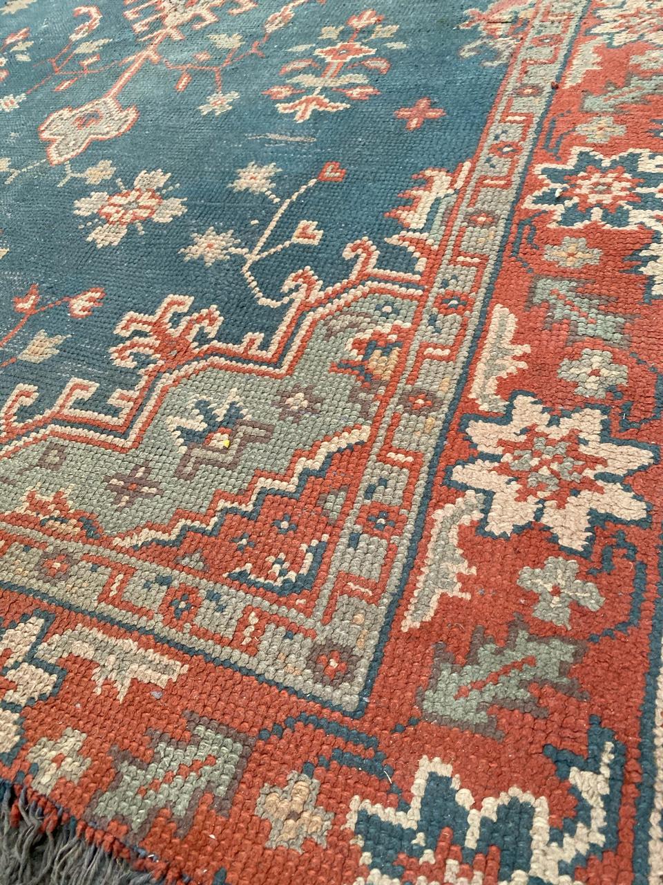Antique European Oushak Hand Knotted Rug For Sale 2