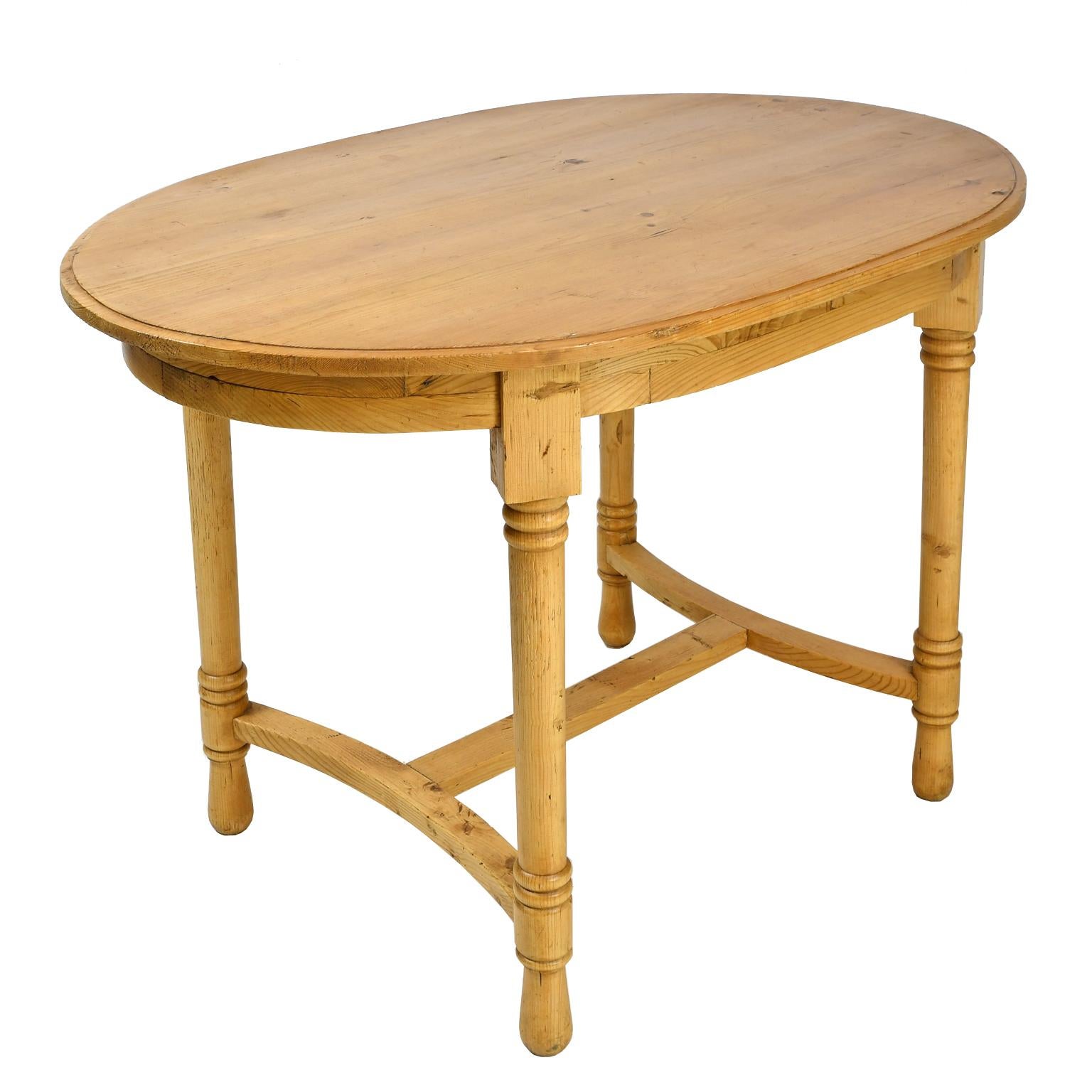 Hand-Crafted Antique European Oval Table in Pine, Danish or German, circa 1900