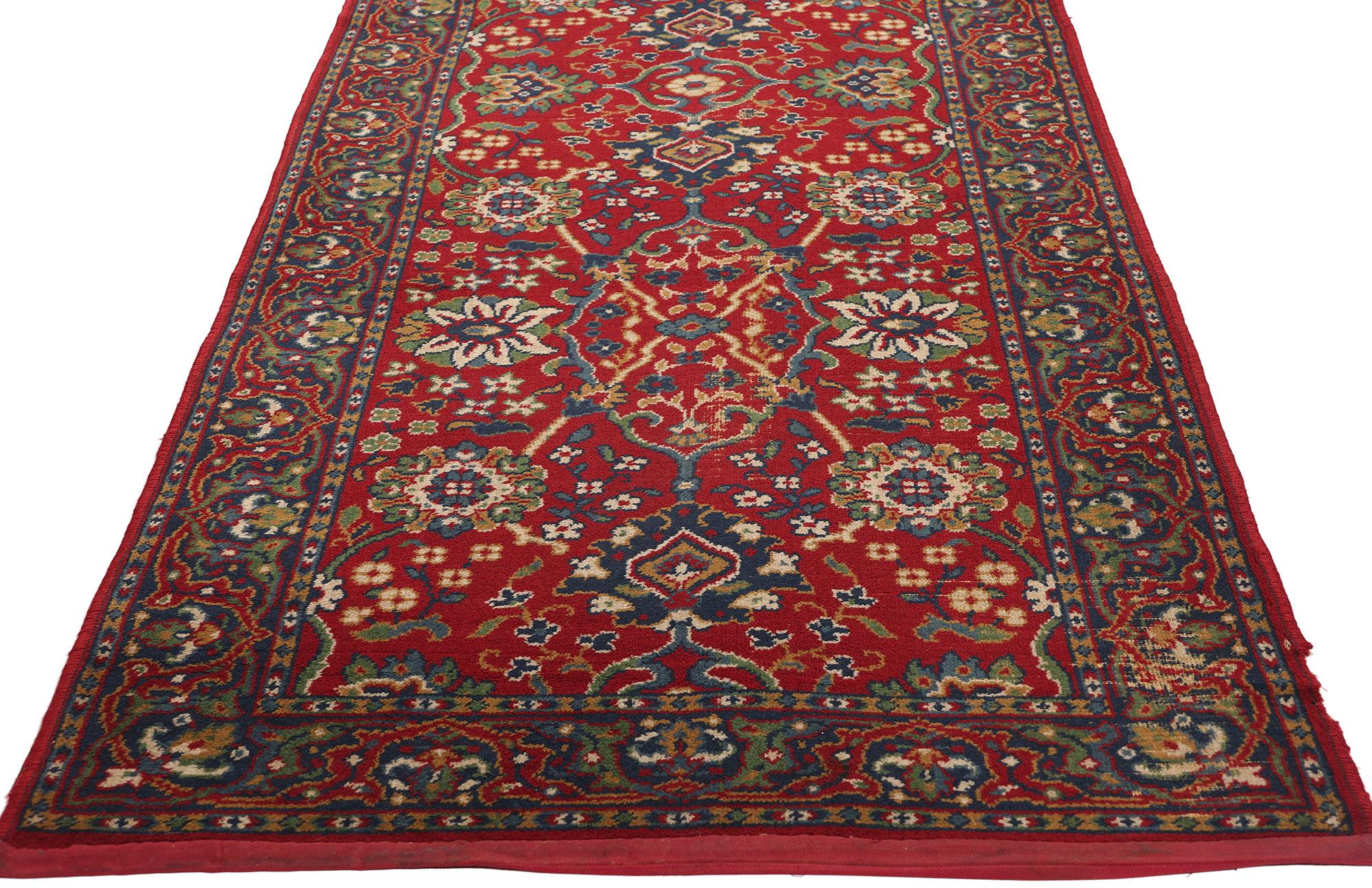 Machine-Made Antique European Persian Floral Rug For Sale