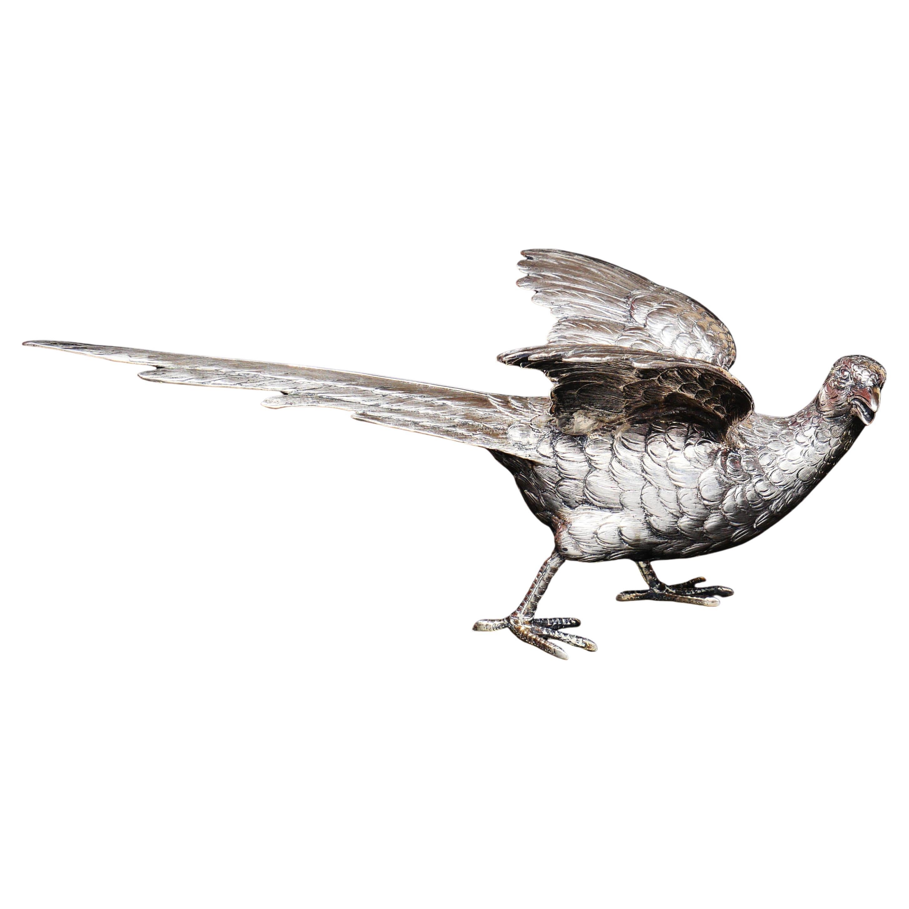 Antique European Pheasant Bird Board Table Decoration solid 835 Silver 271gr