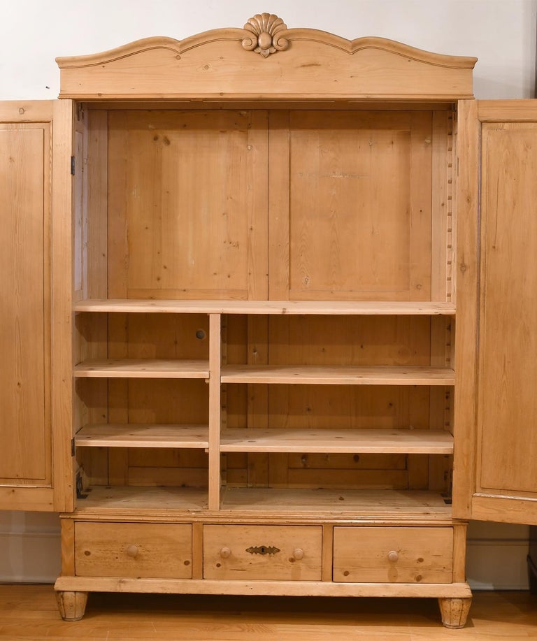 Antique Armoire in Light European Pine w/ 16" depth, Perfect for Flat