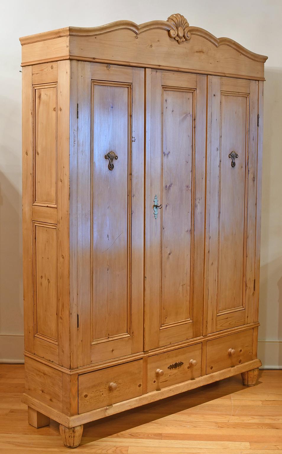 Antique Armoire in Light European Pine w/ 16