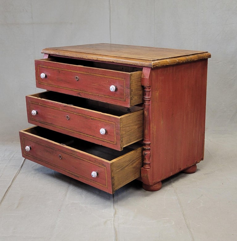 open lace back dress Mathilda Chest of Drawers  Classic Red Wood Dresser with Brass Pulls   FLASHBACK