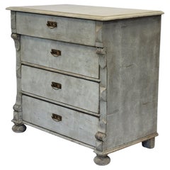 Antique European Pine Gustavian Style Gray Dresser Chest of Drawers