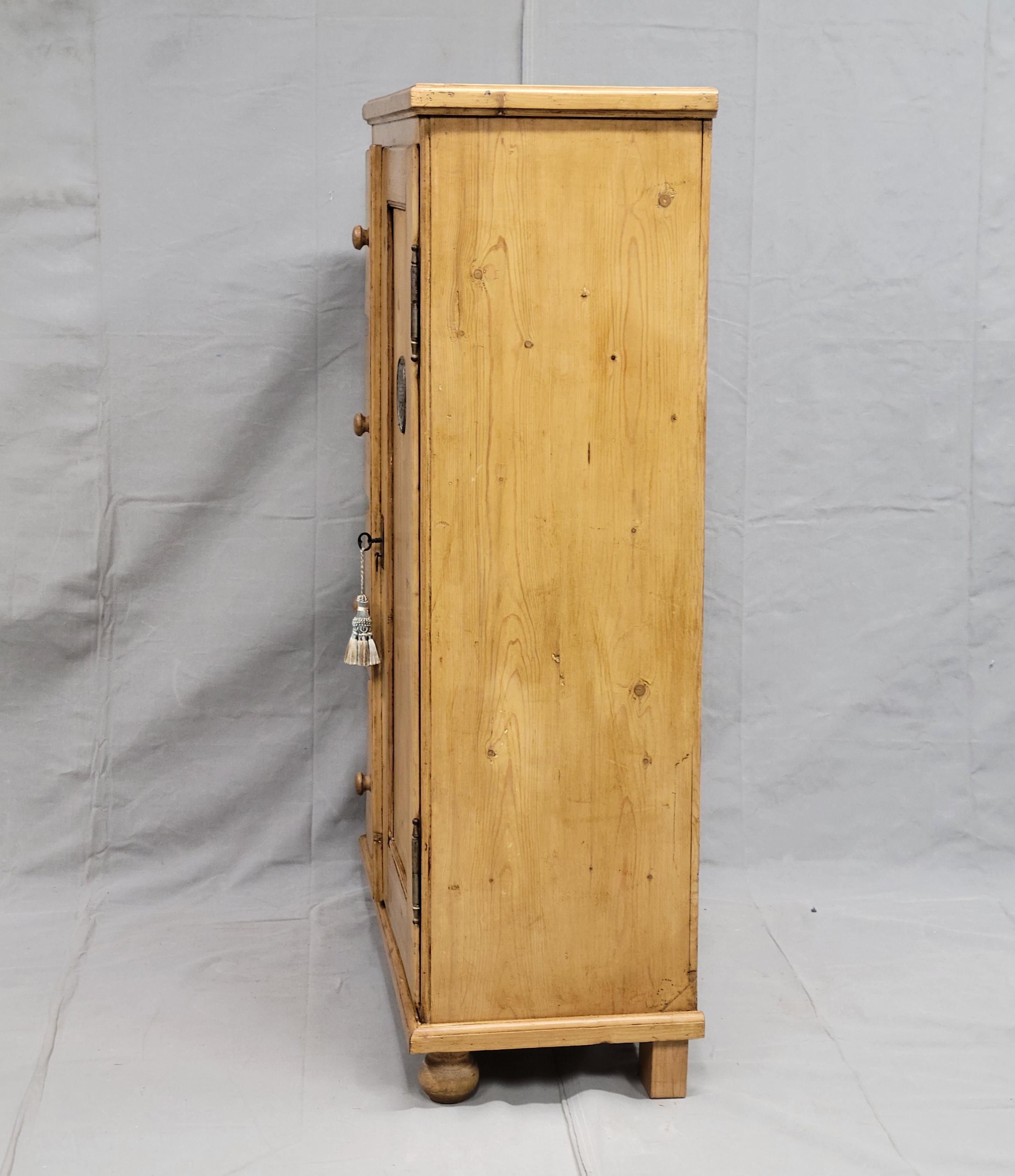 Antique European Pine Locking Pie or Larder Cabinet For Sale 3