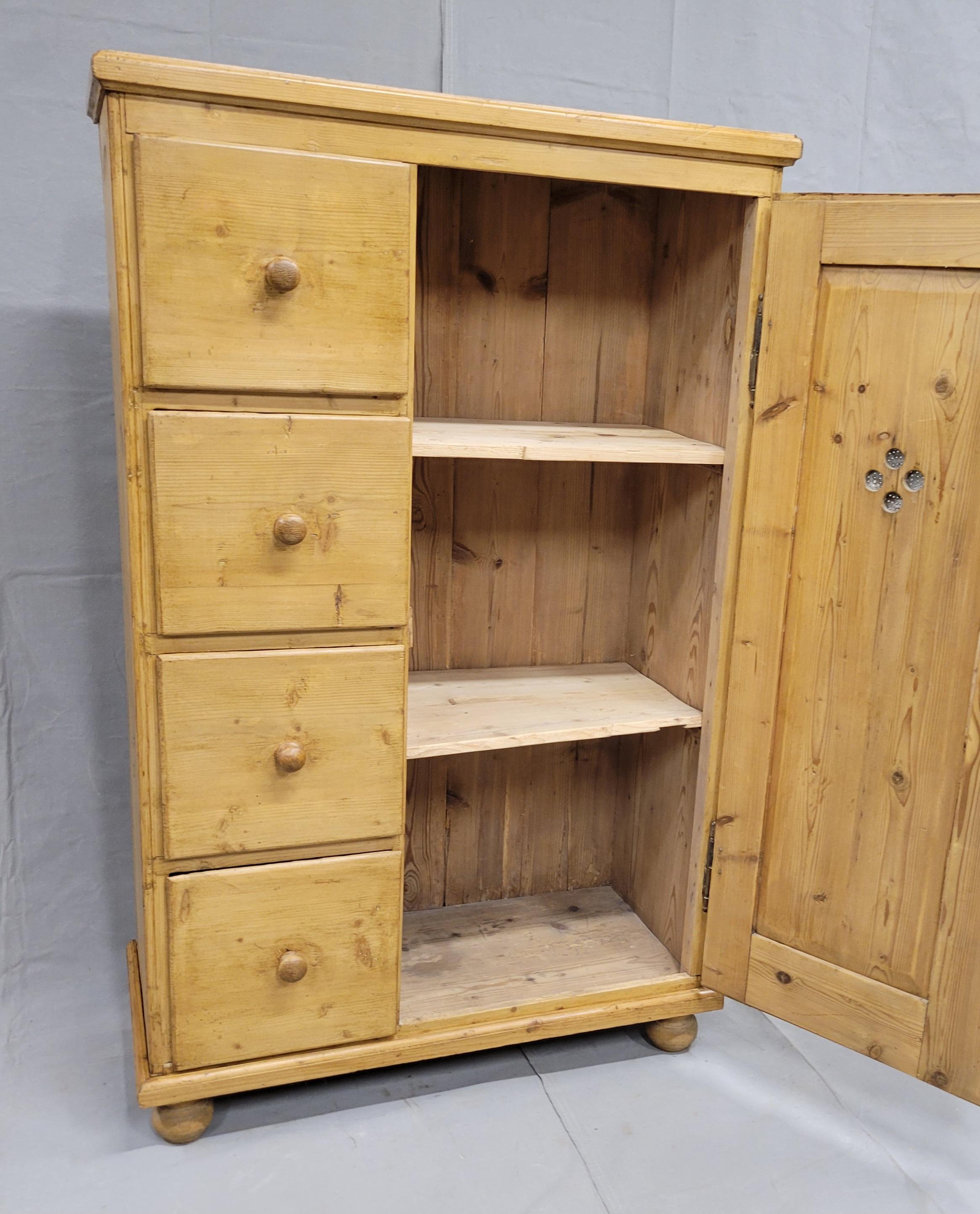 German Antique European Pine Locking Pie or Larder Cabinet For Sale