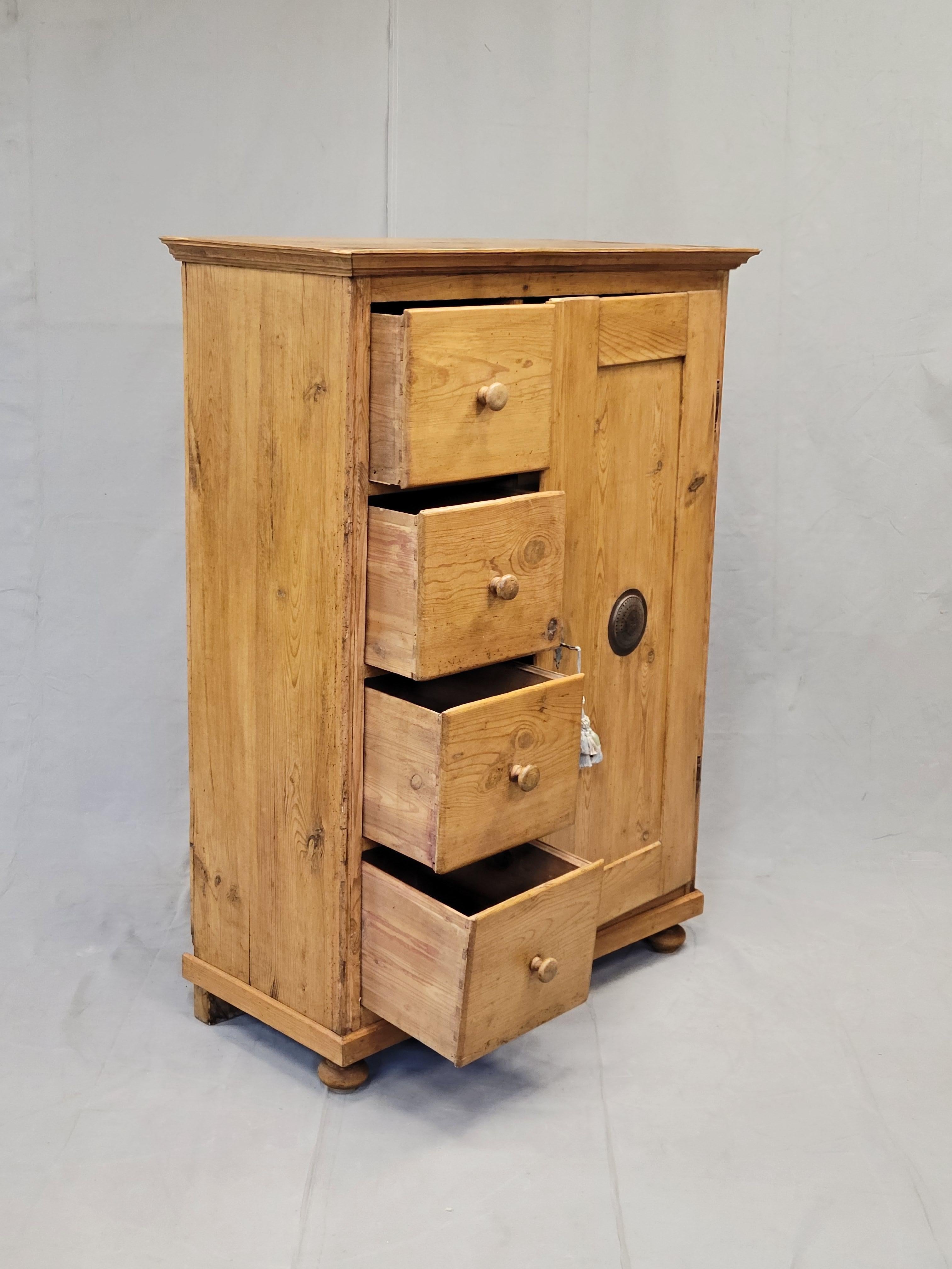 Antique European Pine Locking Pie or Larder Cabinet In Good Condition In Centennial, CO