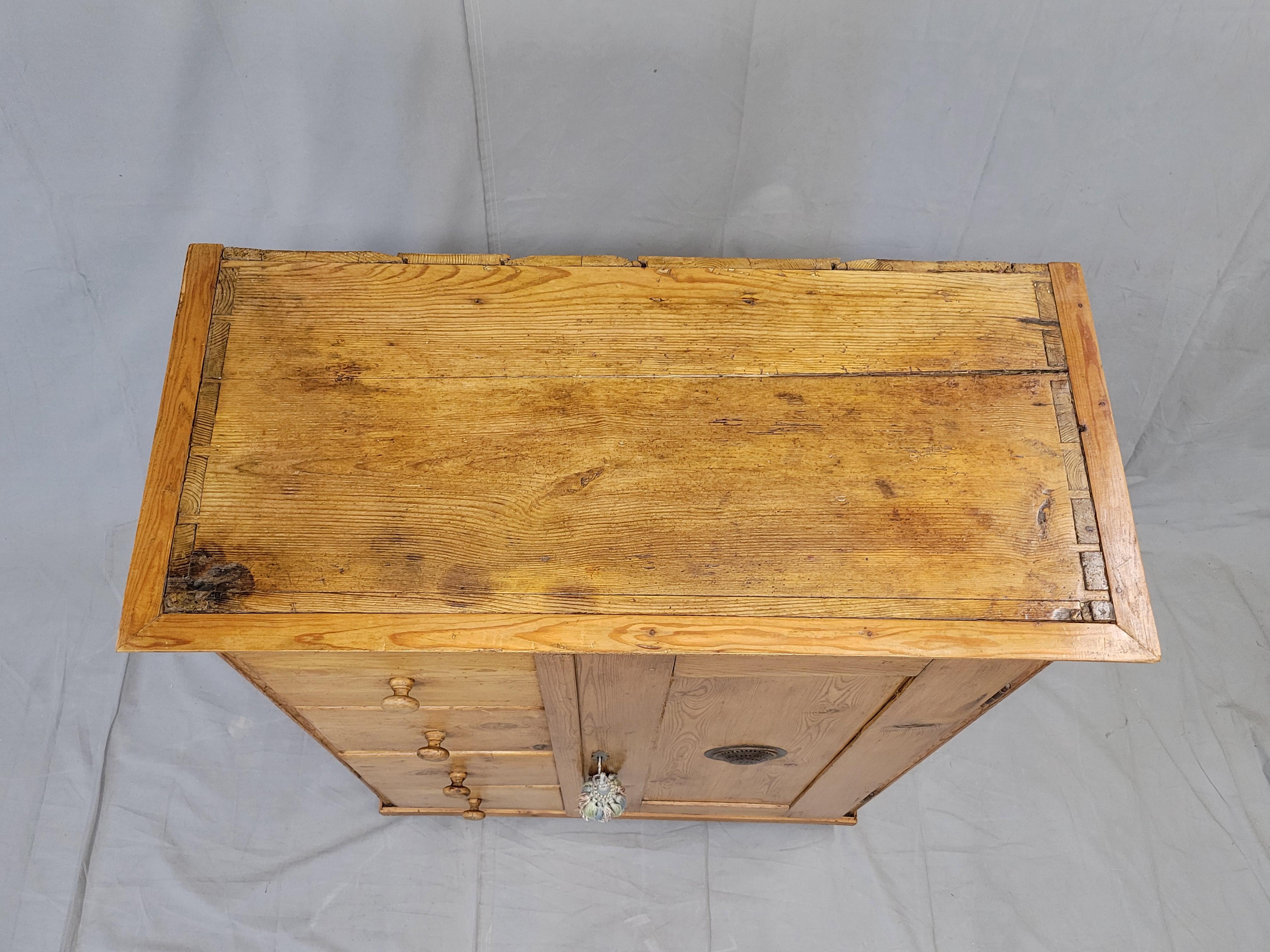 Antique European Pine Locking Pie or Larder Cabinet 1