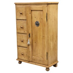 Used European Pine Locking Pie or Larder Cabinet