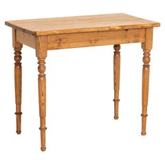 Antique European Pine Side Table with Turned Legs
