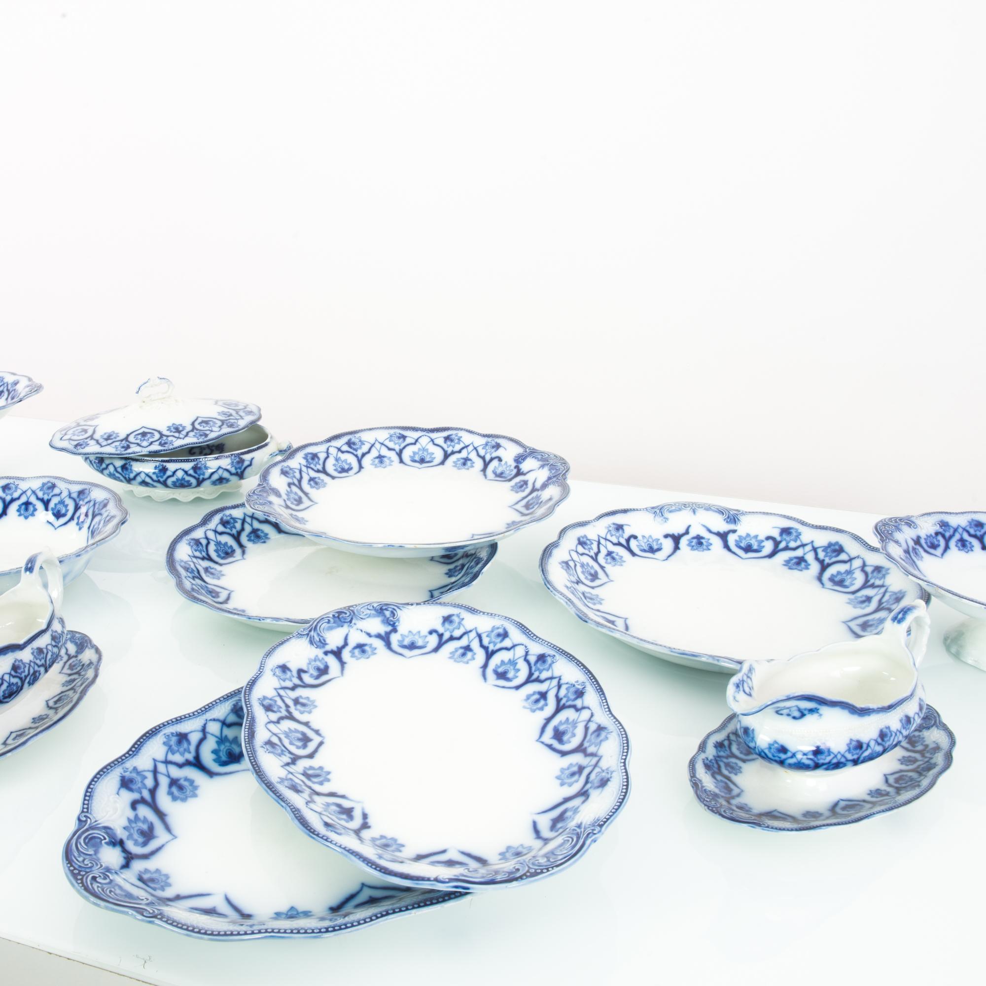 Dutch Colonial Antique European Porcelain Dinnerware, Set of Twelve