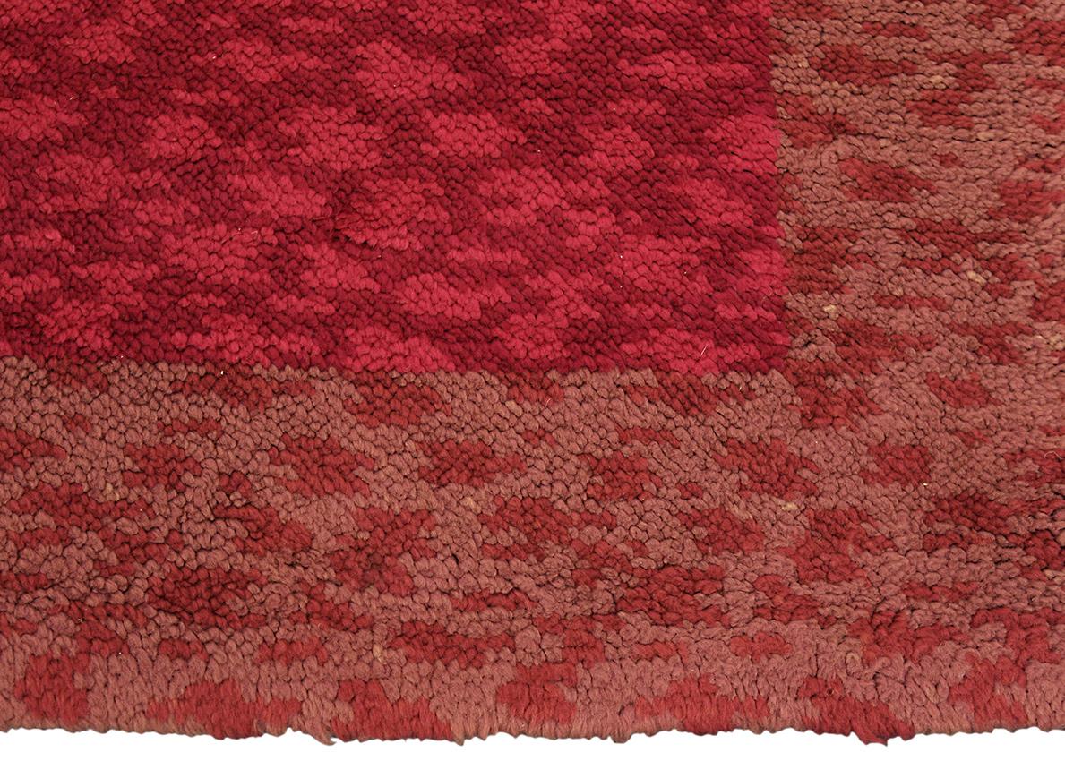 Hand-Knotted Antique European Red Background Color Carpet For Sale