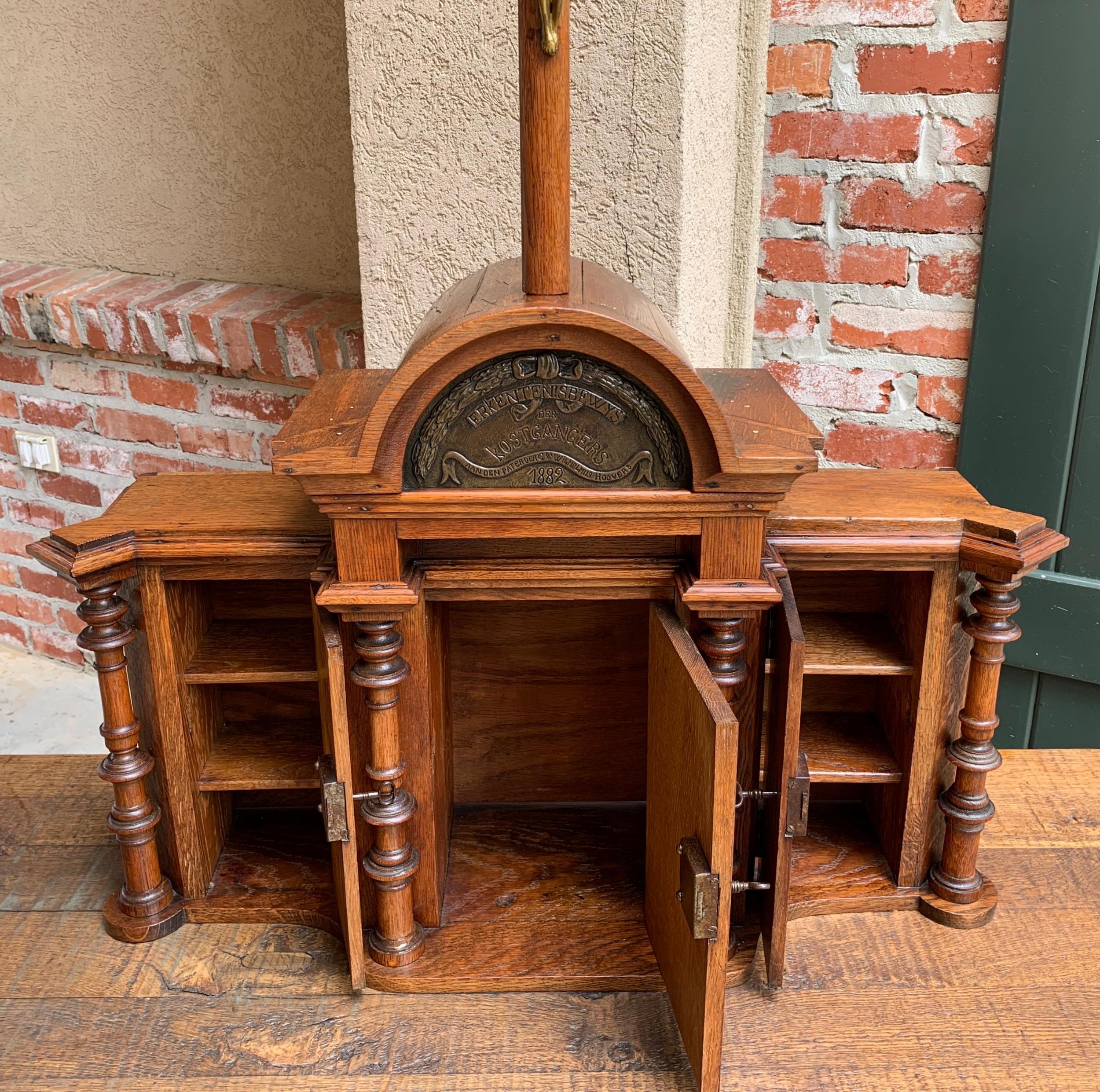 Antique European Reliquary Altar Cabinet Oak Box Liturgical 19th Century Belgium 4