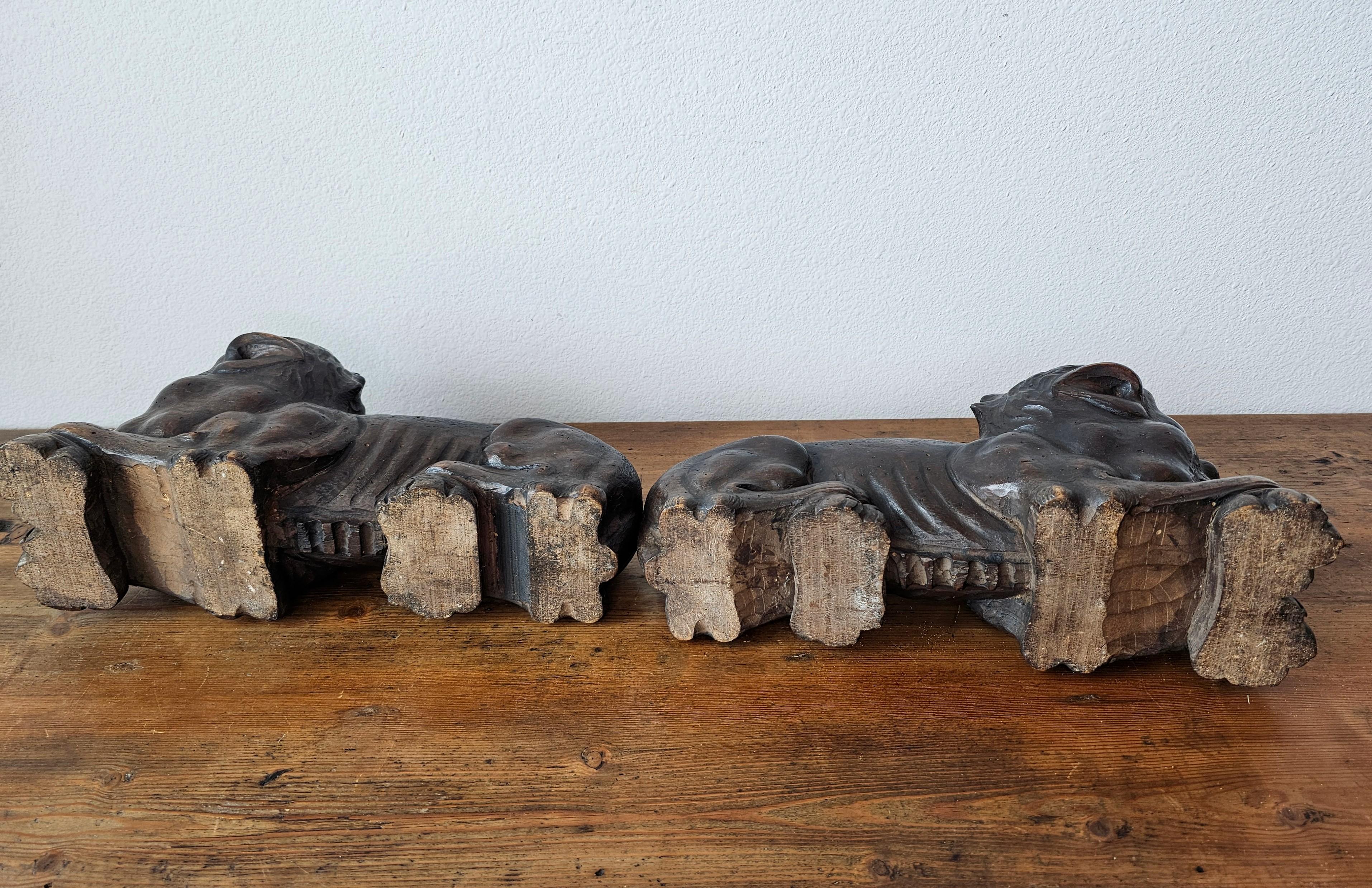 Antiguo Par Europeo Renacimiento Gótico Grotesco Figura León Arquitectónico en venta 8