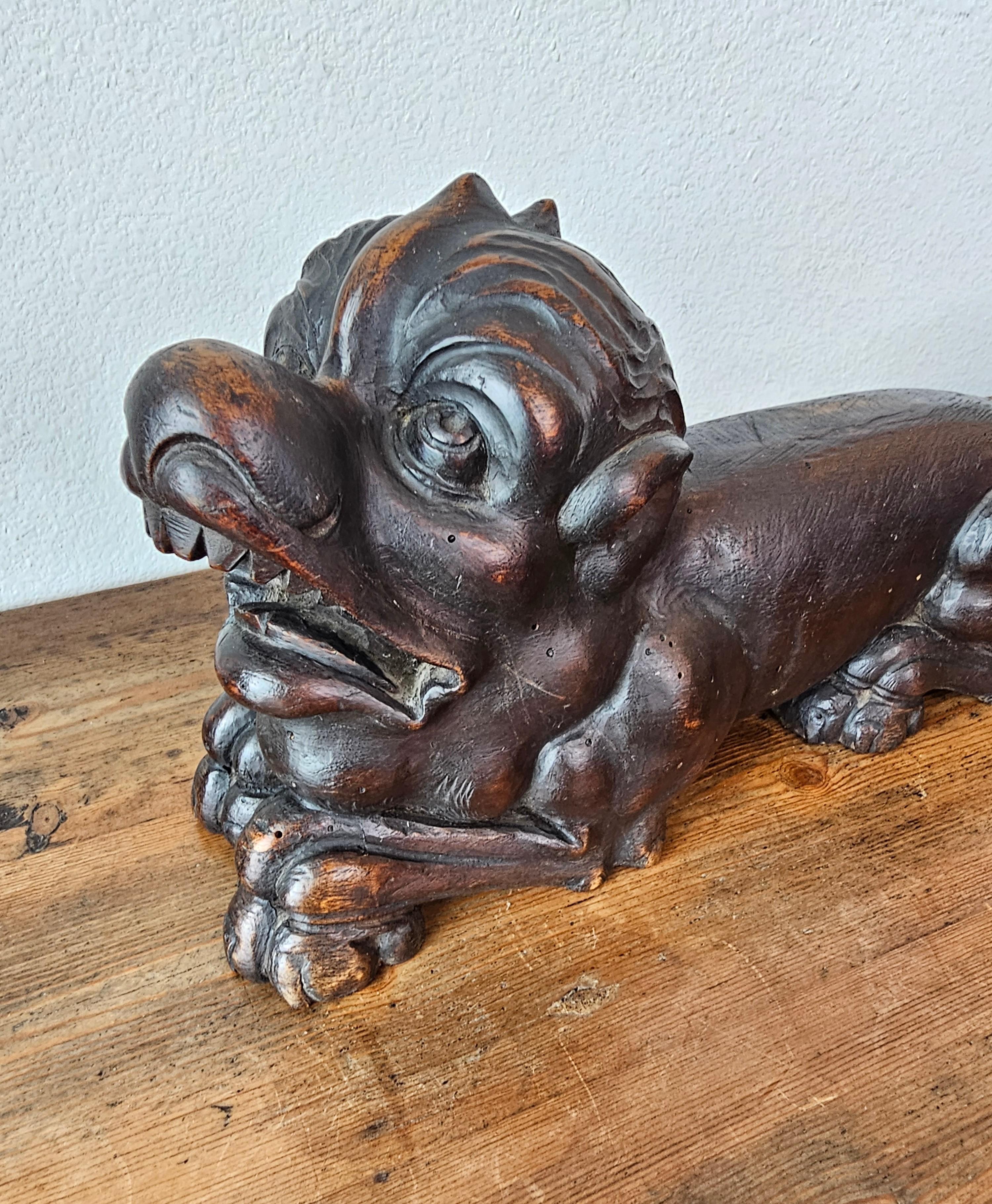 Antiguo Par Europeo Renacimiento Gótico Grotesco Figura León Arquitectónico en venta 1