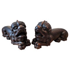 Ancienne paire architecturale de lion grotesque gothique de la Renaissance européenne