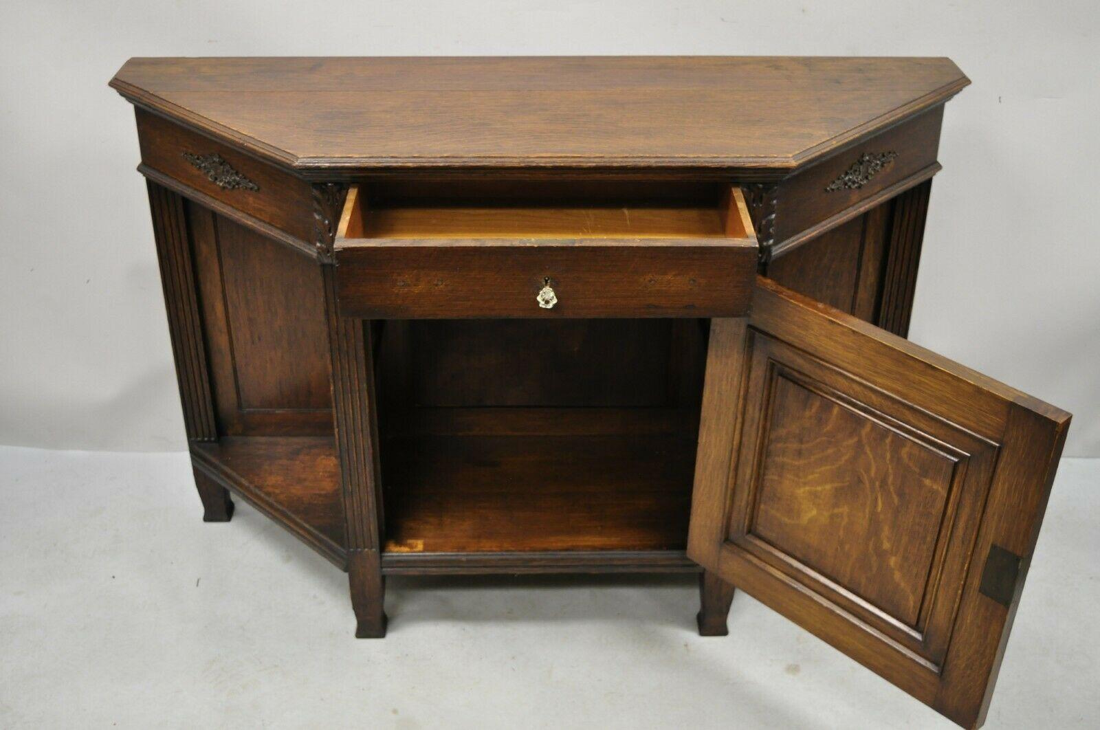 Antique European Renaissance Oak Wood Buffet Console Cabinet Server For Sale 4